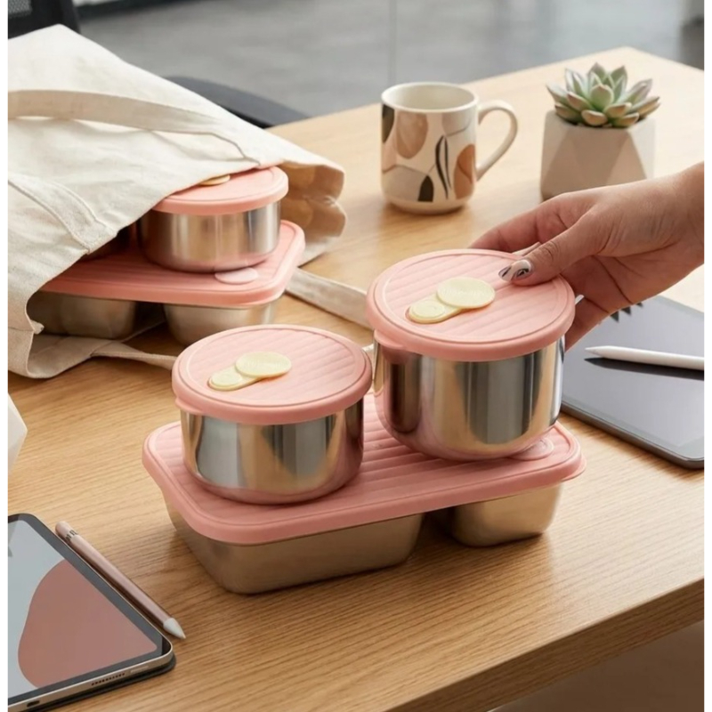 Meal Prep For Office - Zestaw pojemników na lunch z nierdzewnej